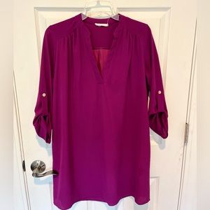 Women’s Shirt Dress Purple V Neckline Long Sleeve $25